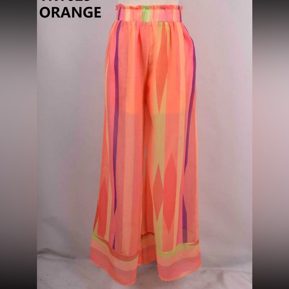 FROM PARIS FRANCE Vibrant Multicolor Wide-Leg Pants